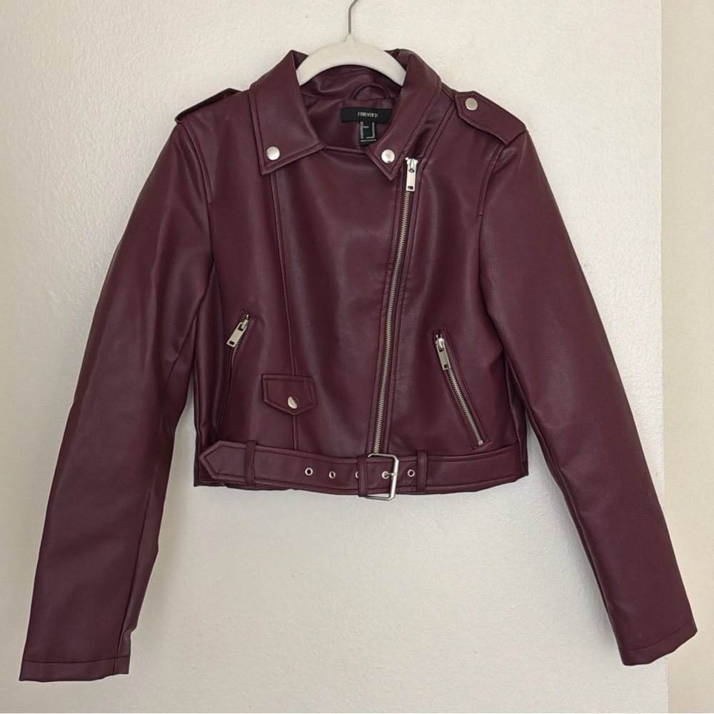 Forever 21 Maroon Leather Jacket READ